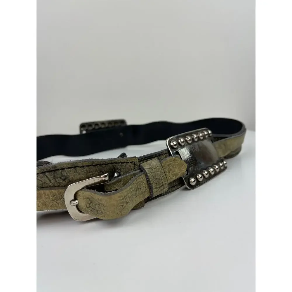 J. Le Peleur De Chien Tan Distressed Leather Belt Studded Made in France Western